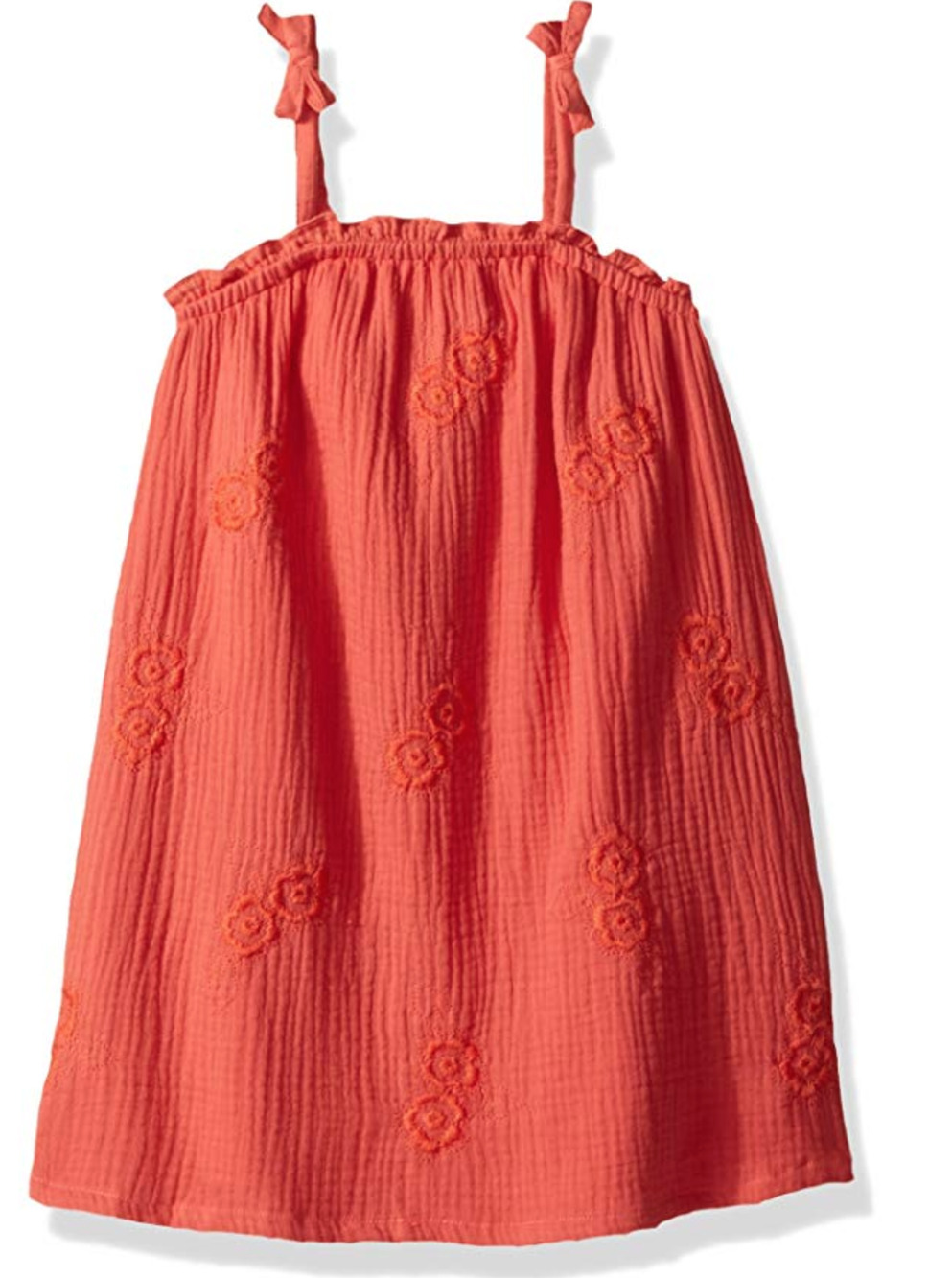 Lucky Brand Girls Large 12-14 Persimmon Orange Embroidered Sundress Tie Dress